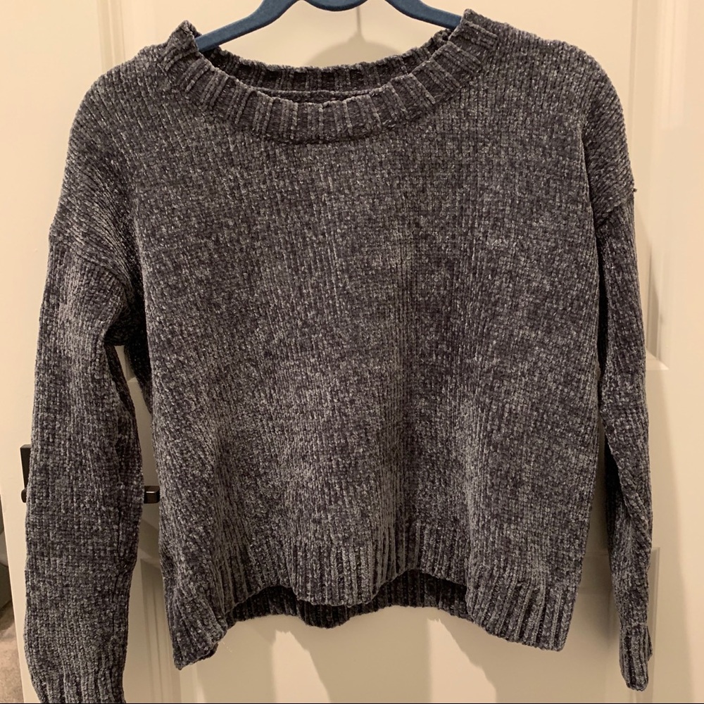 Aerie | Cropped Grey Chenille Sweater